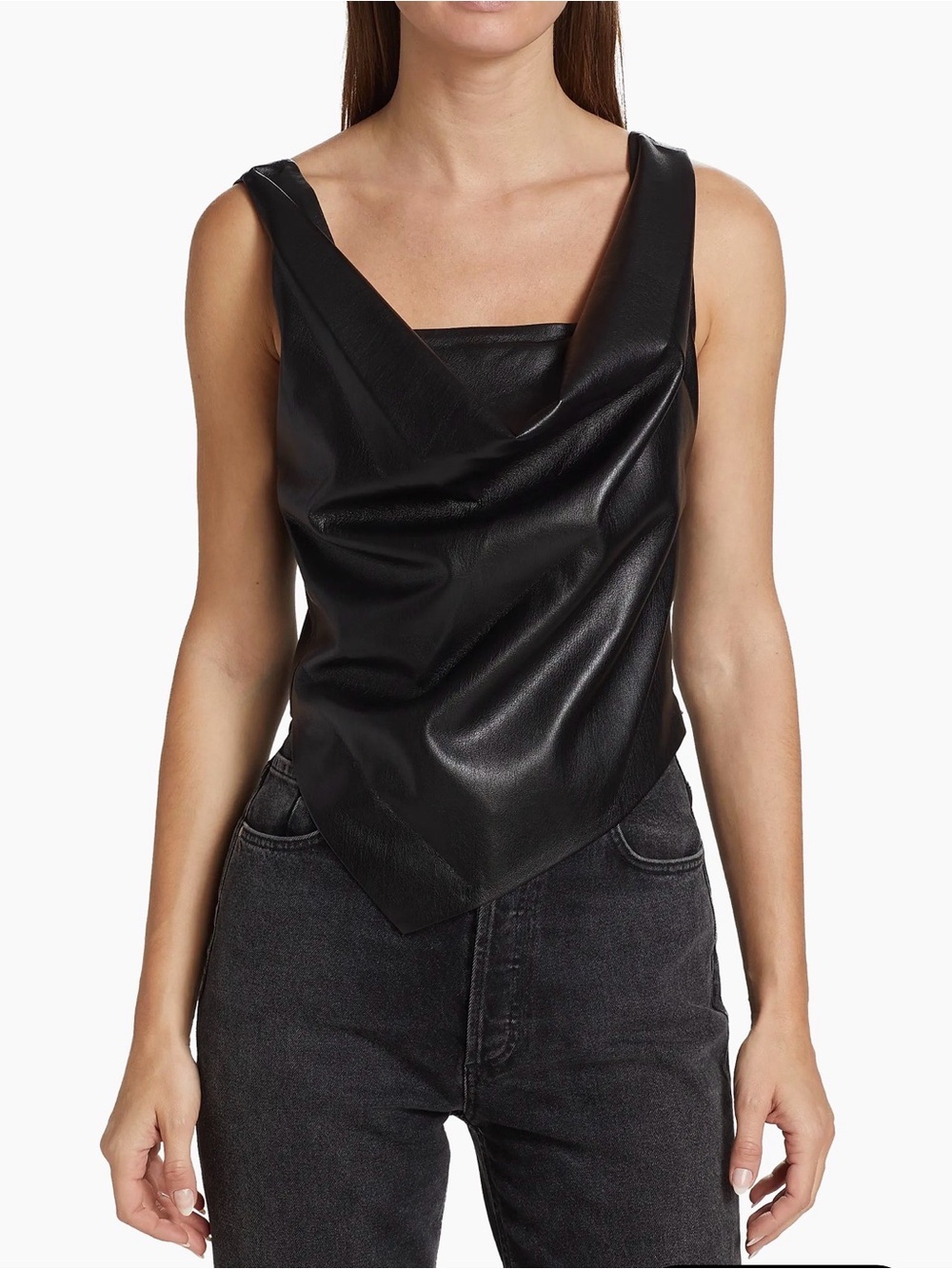 Nanushka Petra faux leather top blouse S